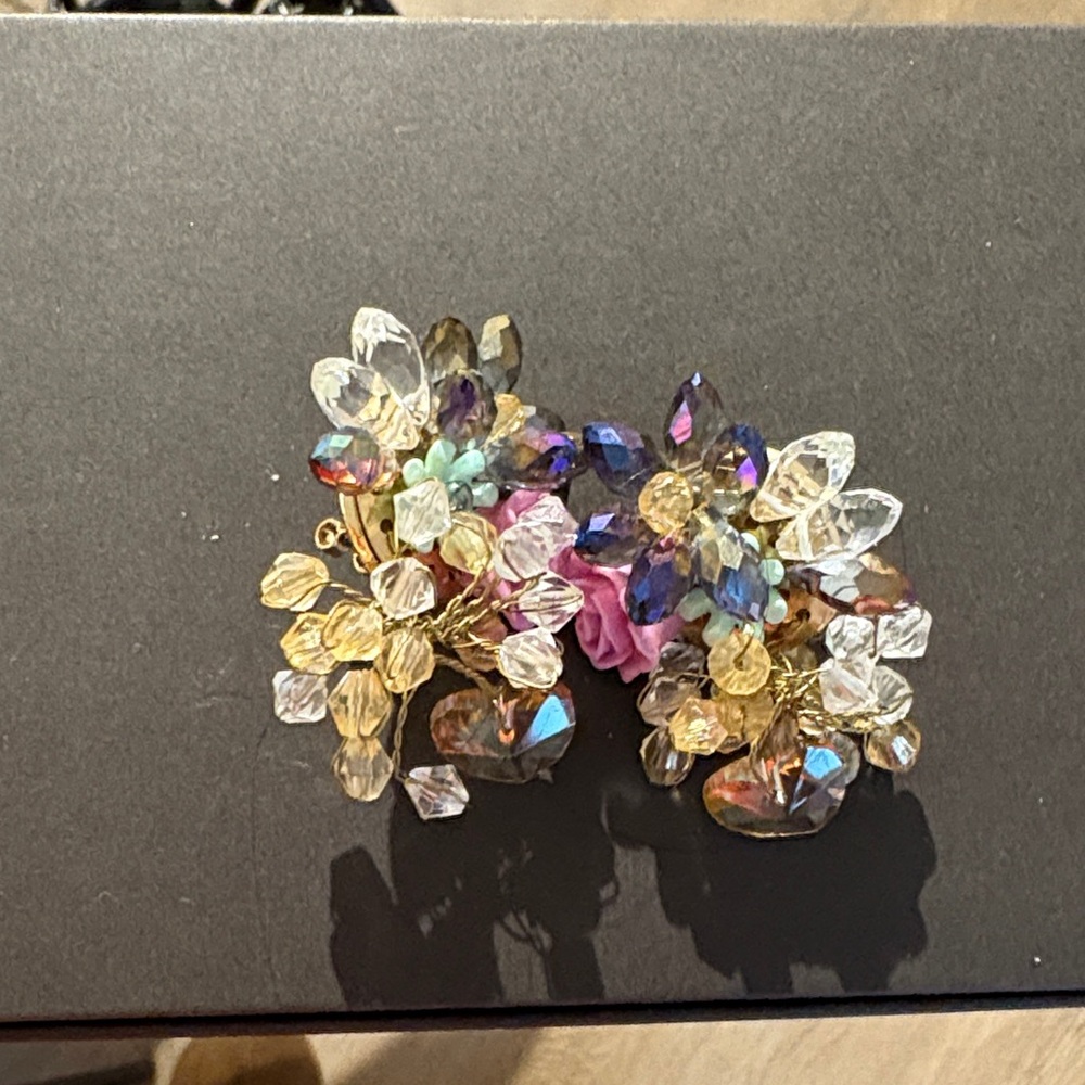 Elegant Multicolor Crystal Cluster Earrings